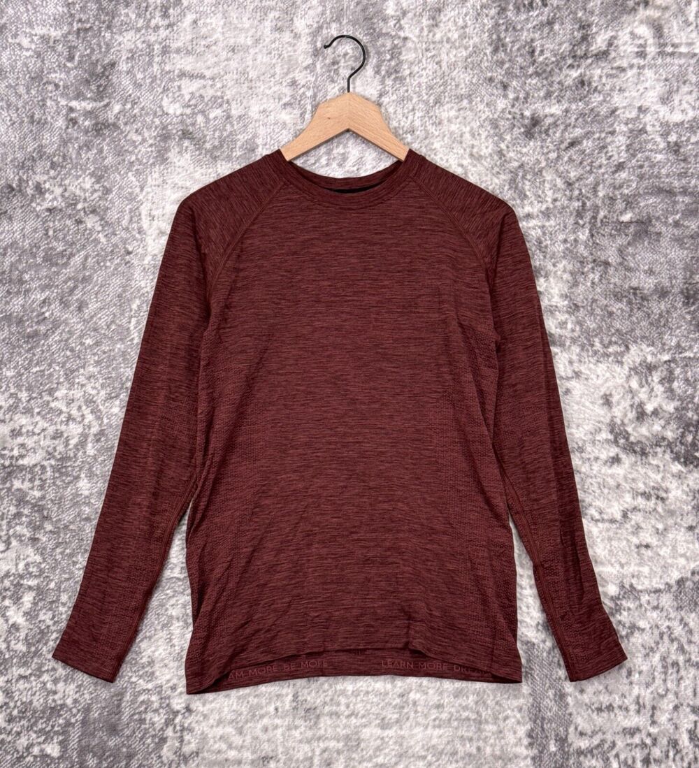 ALPHALETE Shirt Small Mens Red Fitted Long Sleeve Crewneck Active Athletic